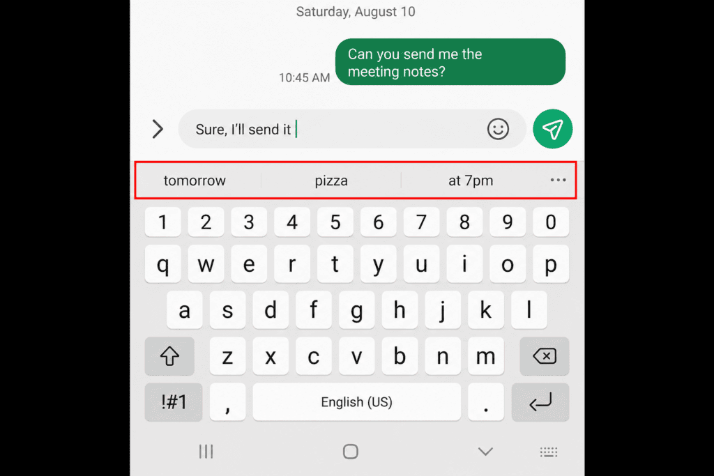 Samsung keyboard suggesting wrong words in the One UI suggestion bar