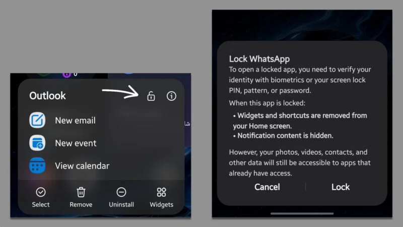 One UI 9.5 App Lock Leak Reveals Samsung’s Privacy Upgrade - 723758 One UI 9.5 app lock option on a Samsung Galaxy phone