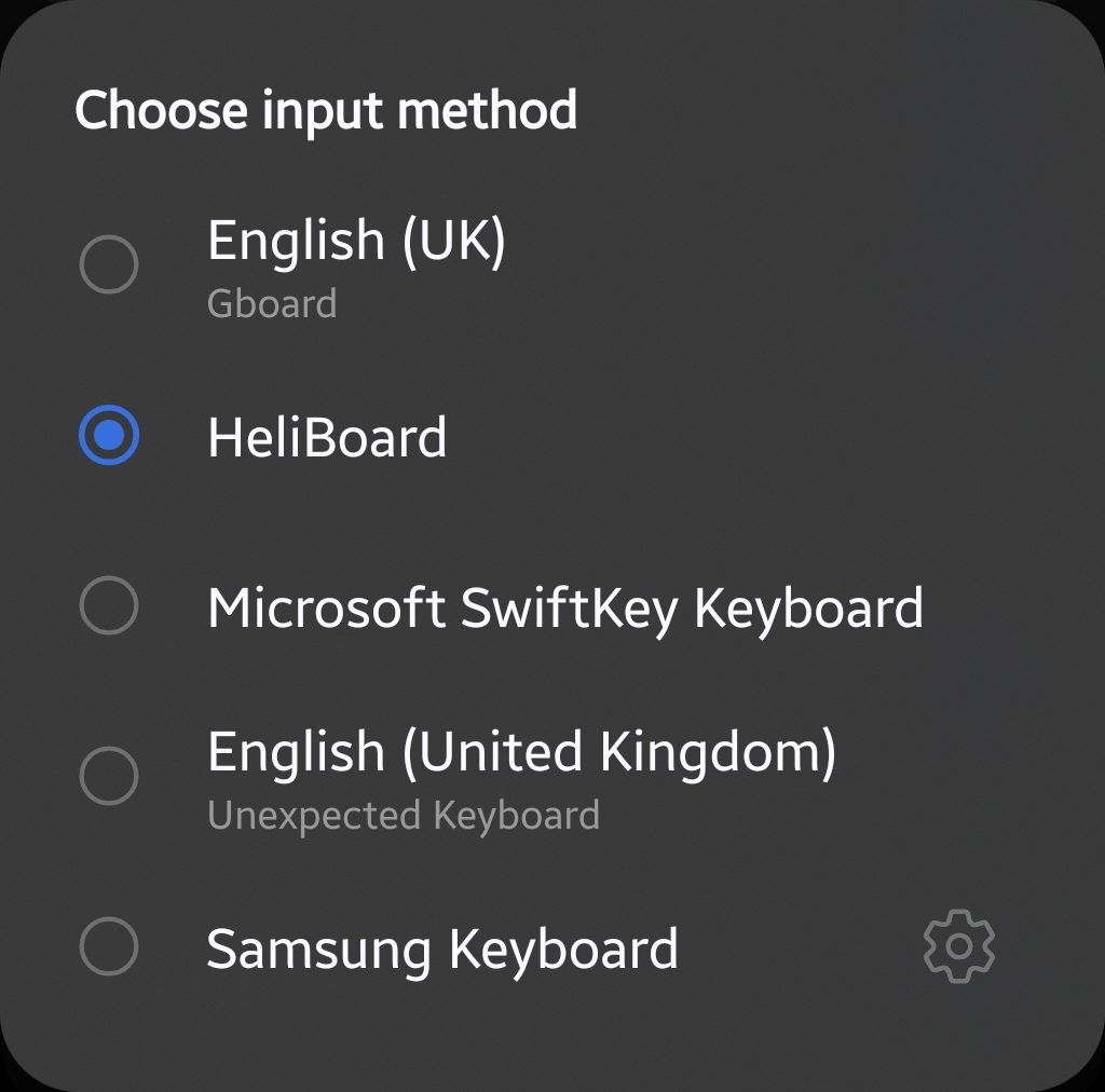Samsung Keyboard Problems Slowing You Down? HeliBoard Fixes the Privacy Trade-Off - 723967 HeliBoard selected as the default keyboard on a Samsung Galaxy phone